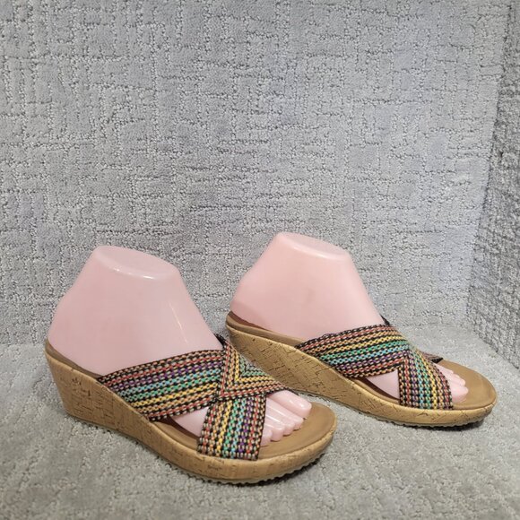 Skechers Beverlee Women's Size US 8 Rainbow Wedge Cross Strap Sandals - Picture 7 of 10